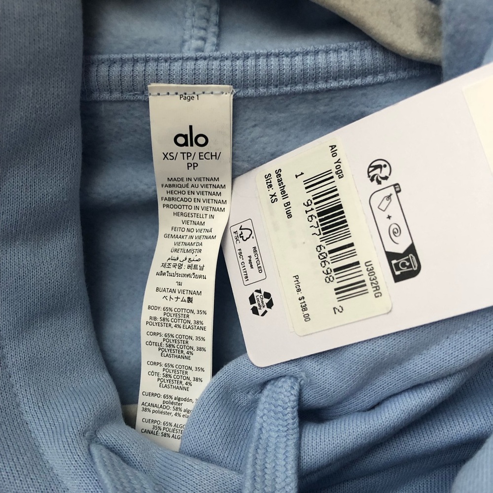 Alo Yoga Accolade Hoodie Seashell Blue XS - Picture 9 of 10